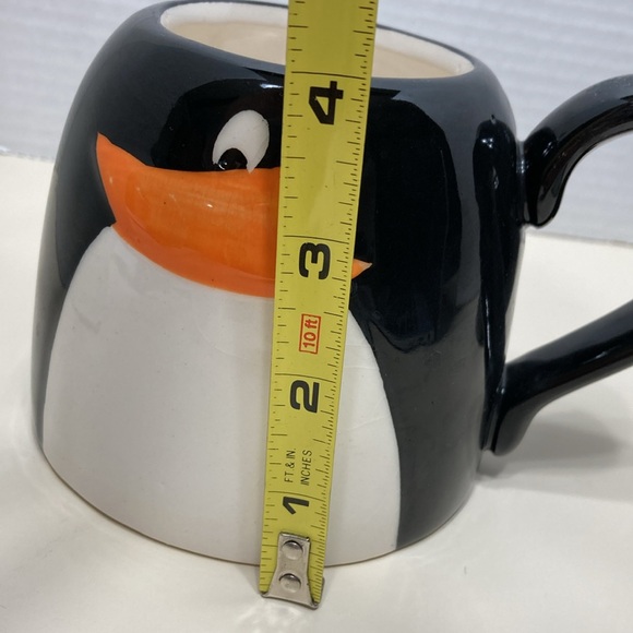 Penguin Duck Oversized Character Shaped Mugs Cups Lot of 2 Black White Orange - Picture 12 of 13